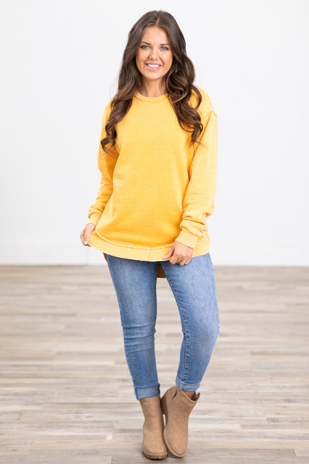 Golden Yellow Fleece Pigment Dyed Sweatshirt