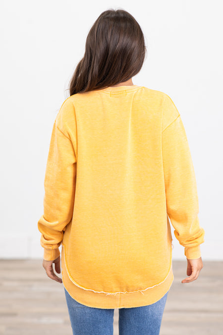 Golden Yellow Fleece Pigment Dyed Sweatshirt