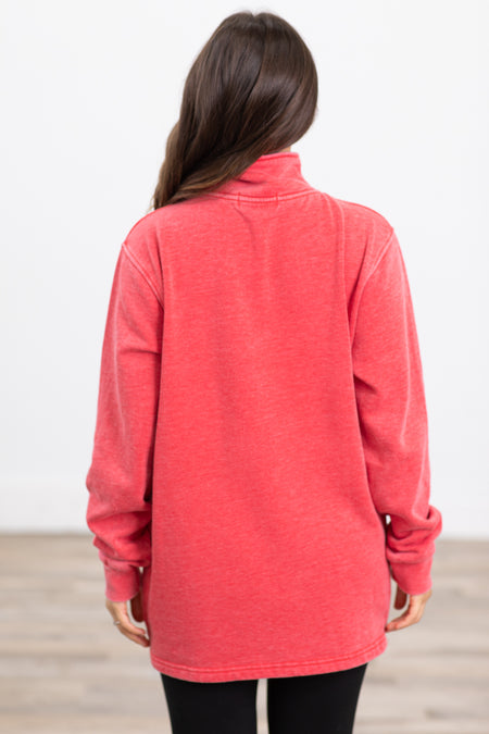 Crimson Fleece Pigment Dyed 1/4 Zip Pullover