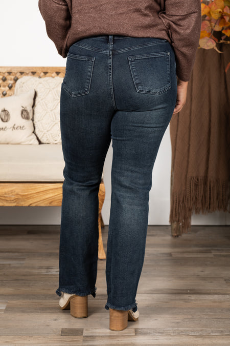 Judy Blue Distress Hem Straight Leg Jeans