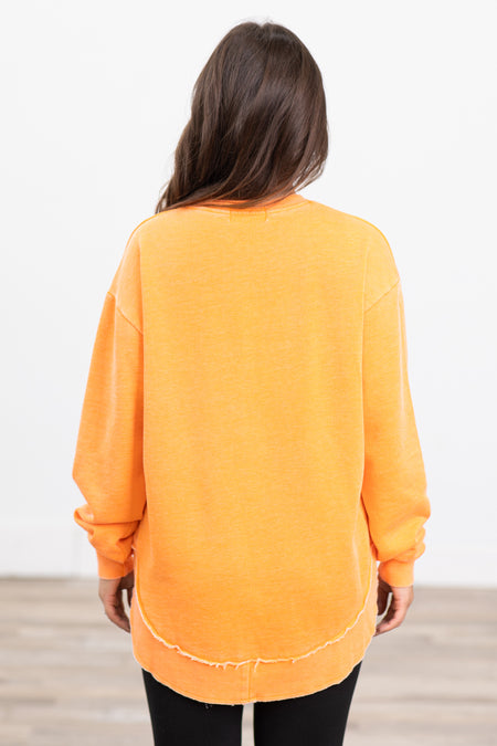 Neon Orange Fleece Pigment Dyed Sweatshirt