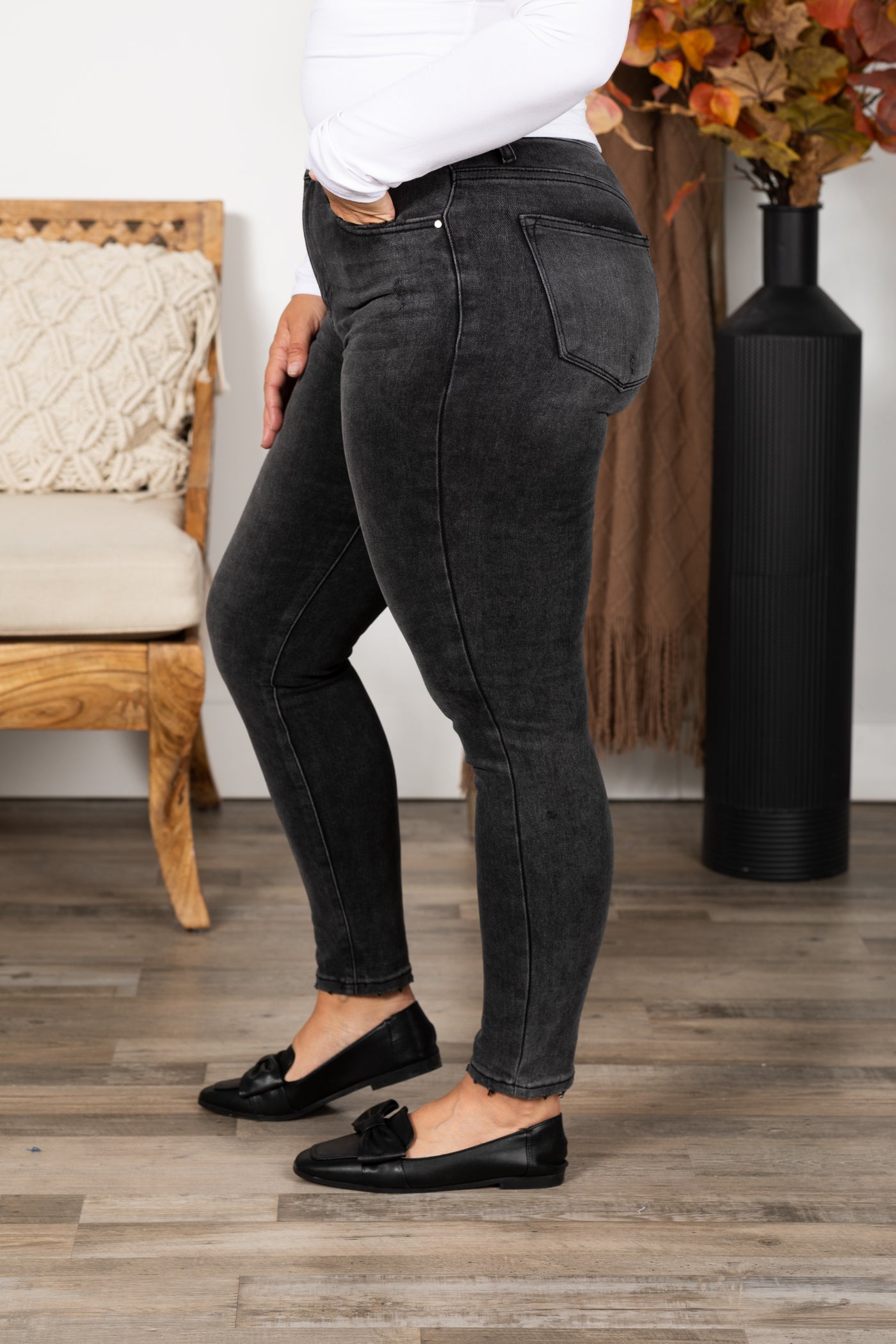 Risen Black High Rise Ankle Skinny Jeans