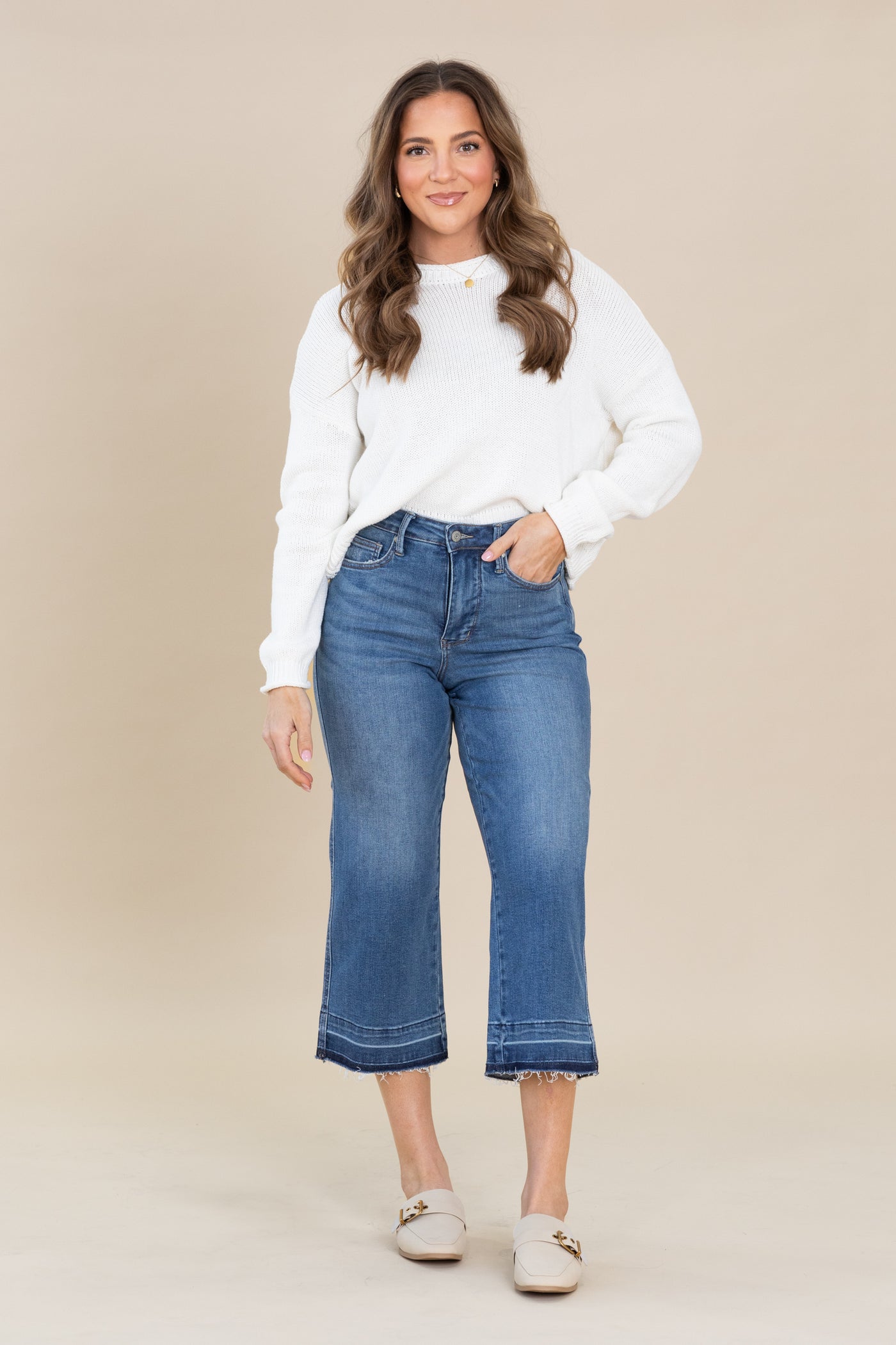 Judy Blue Tummy Control Release Hem Crop Jean