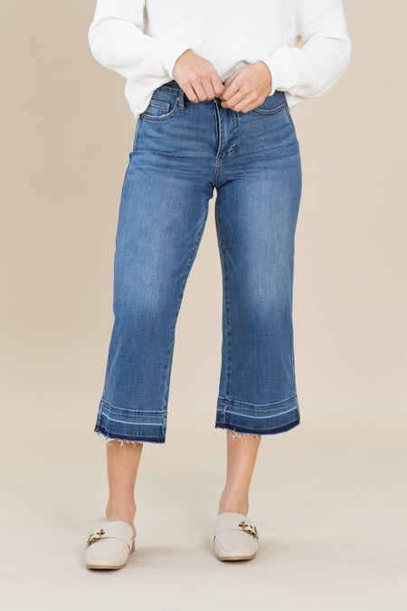 Judy Blue Tummy Control Release Hem Crop Jean