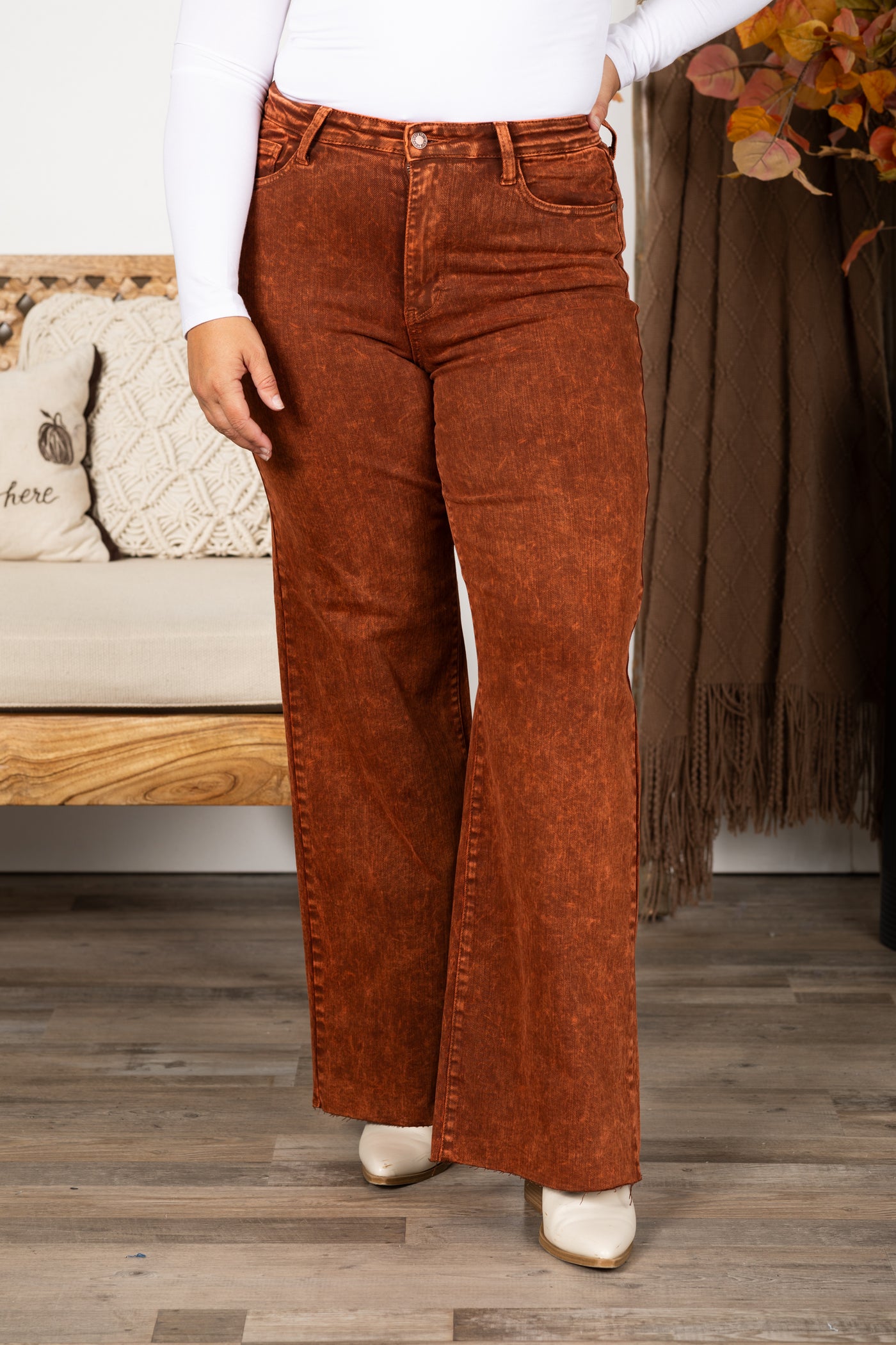 Judy Blue Burnt Orange Garment Dyed Jeans