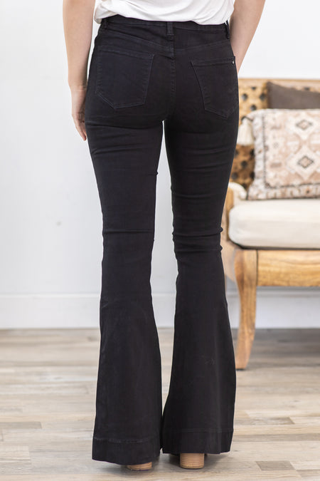 Mica Black High Rise Trouser Hem Flare Jeans