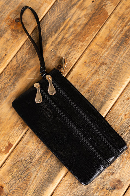 Vegan Leather Wrist Wallet Purse