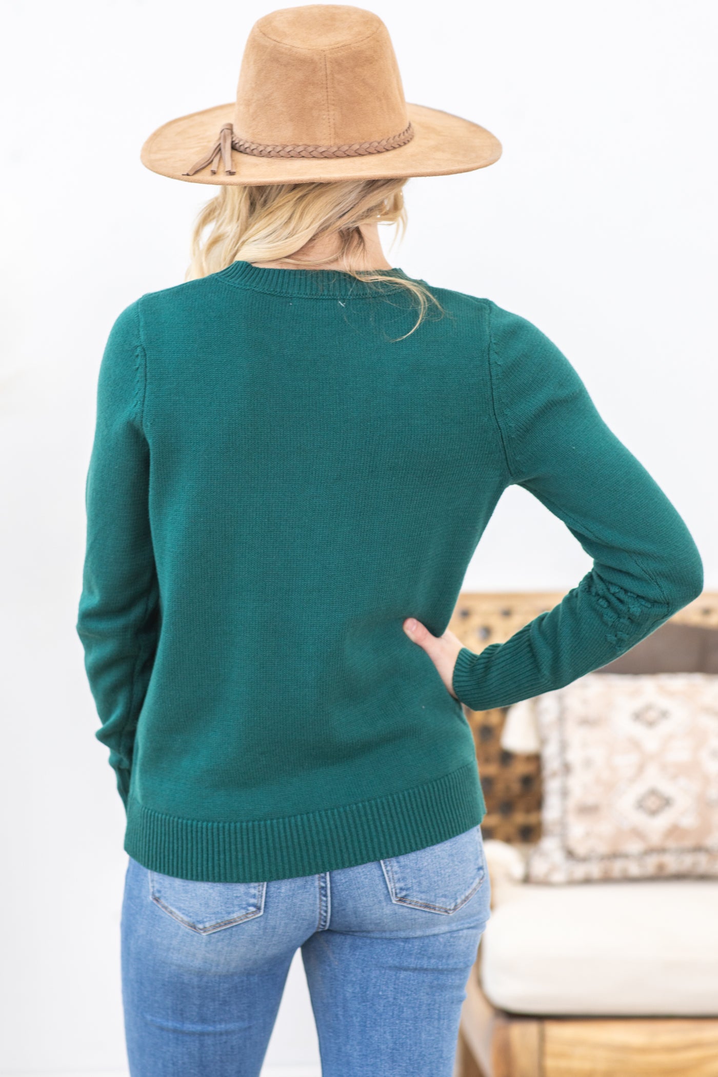 Hunter Green Star Intarsia Sweater