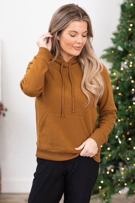 Light Brown Hooded Sweatshirt