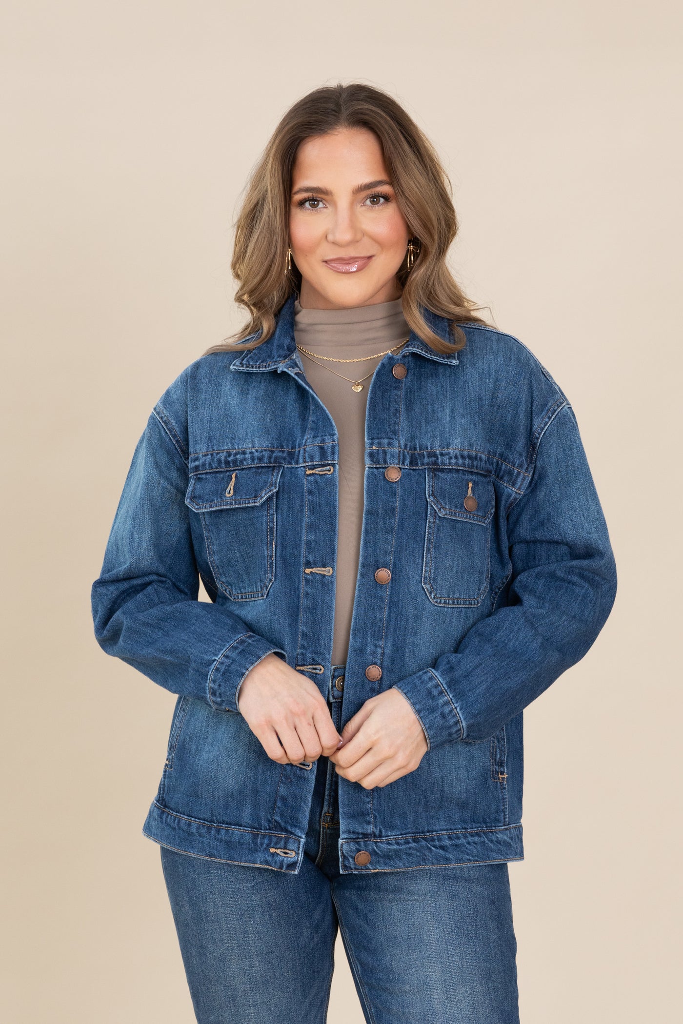 Risen Dark Wash Oversized Denim Jacket