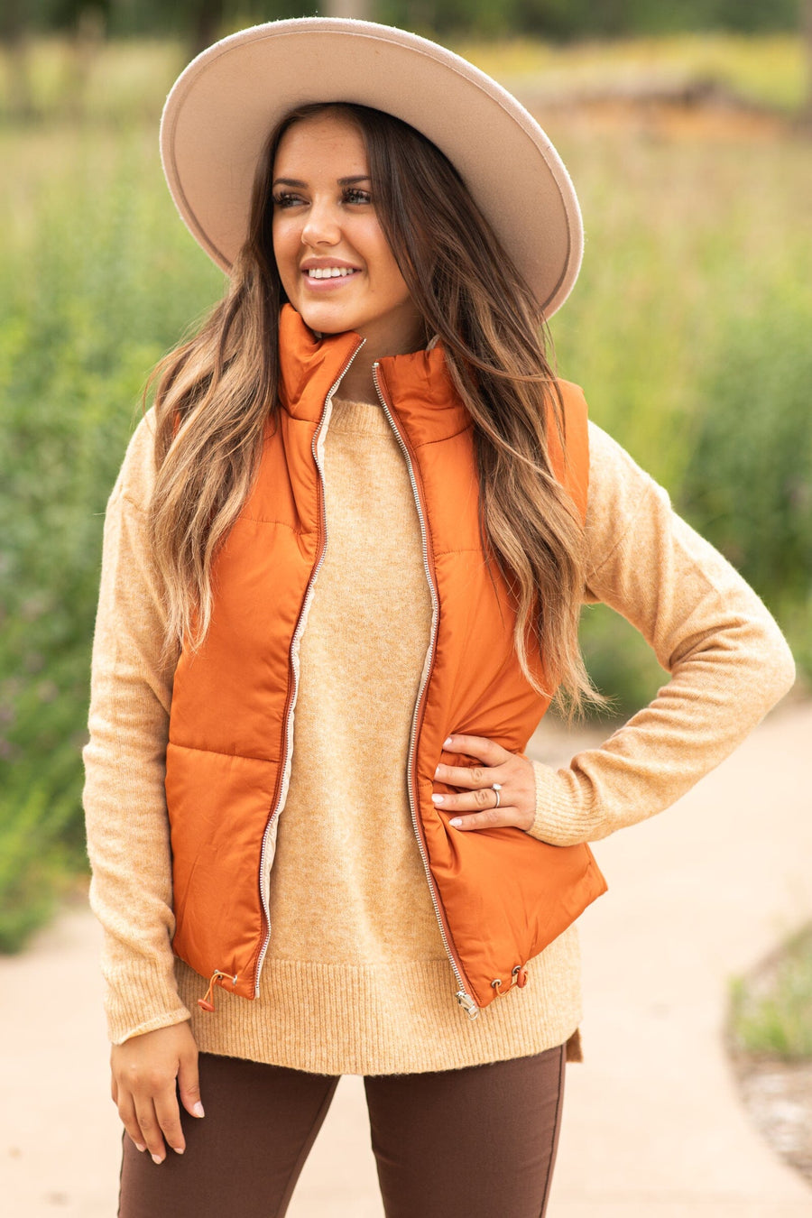 Burnt Orange and Cream Vest - Filly Flair