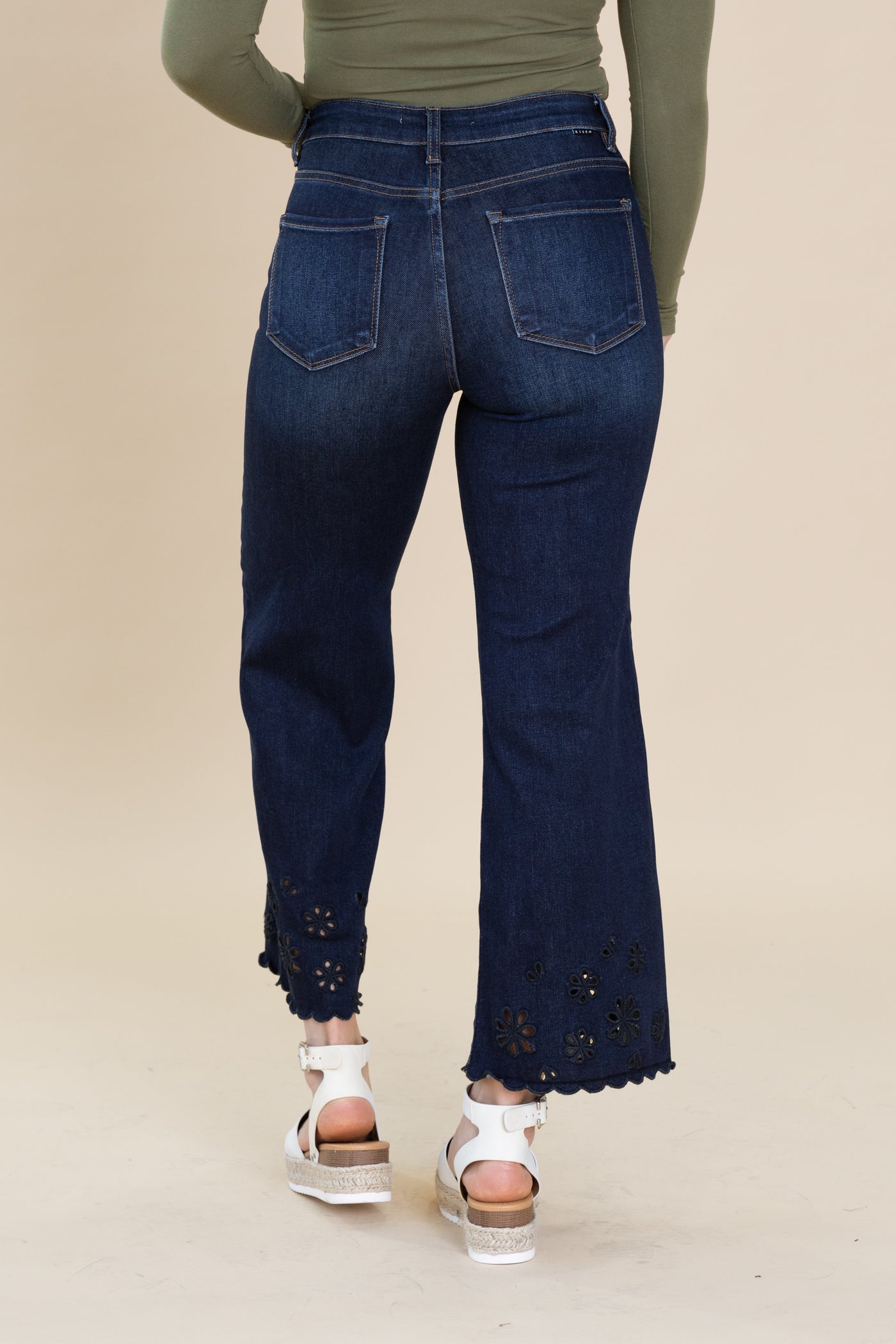 Risen Dark Wash Laser Cut Detail Jeans