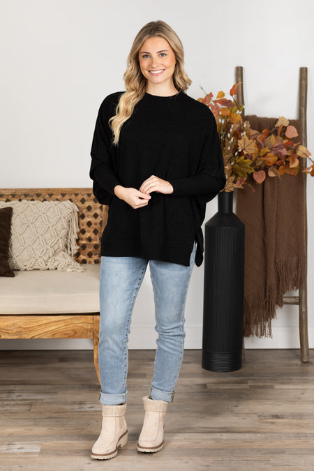 Long Sleeve Melange Knit Top