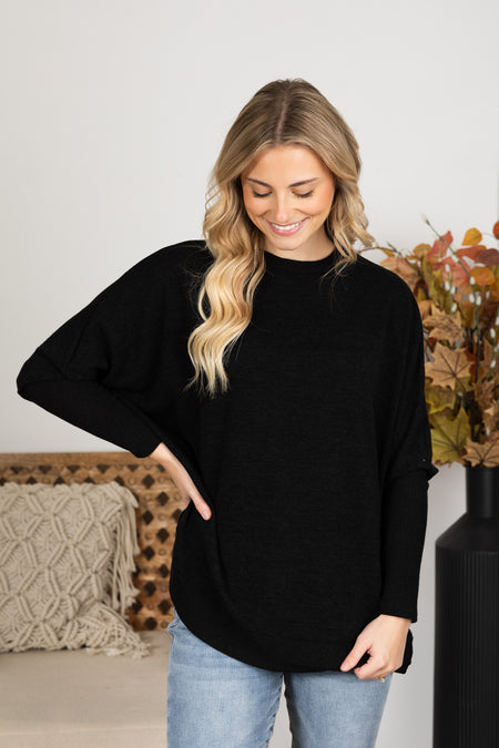 Long Sleeve Melange Knit Top