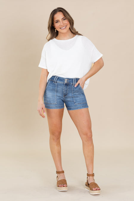 Risen Double Button Patch Pocket Shorts