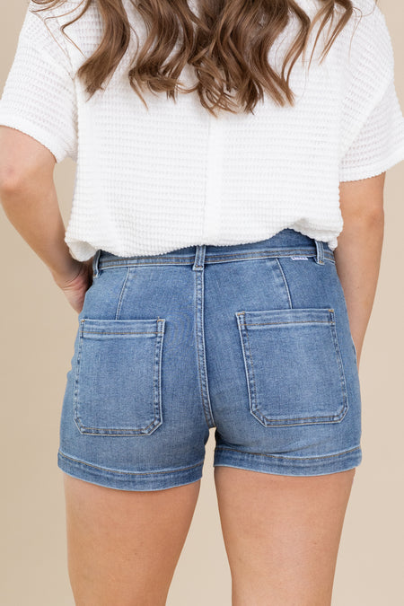 Risen Double Button Patch Pocket Shorts