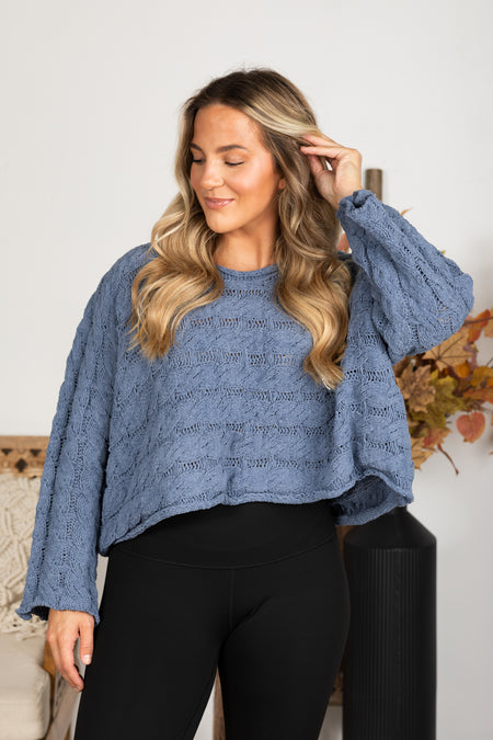 Bell Sleeve Cable Knit Sweater