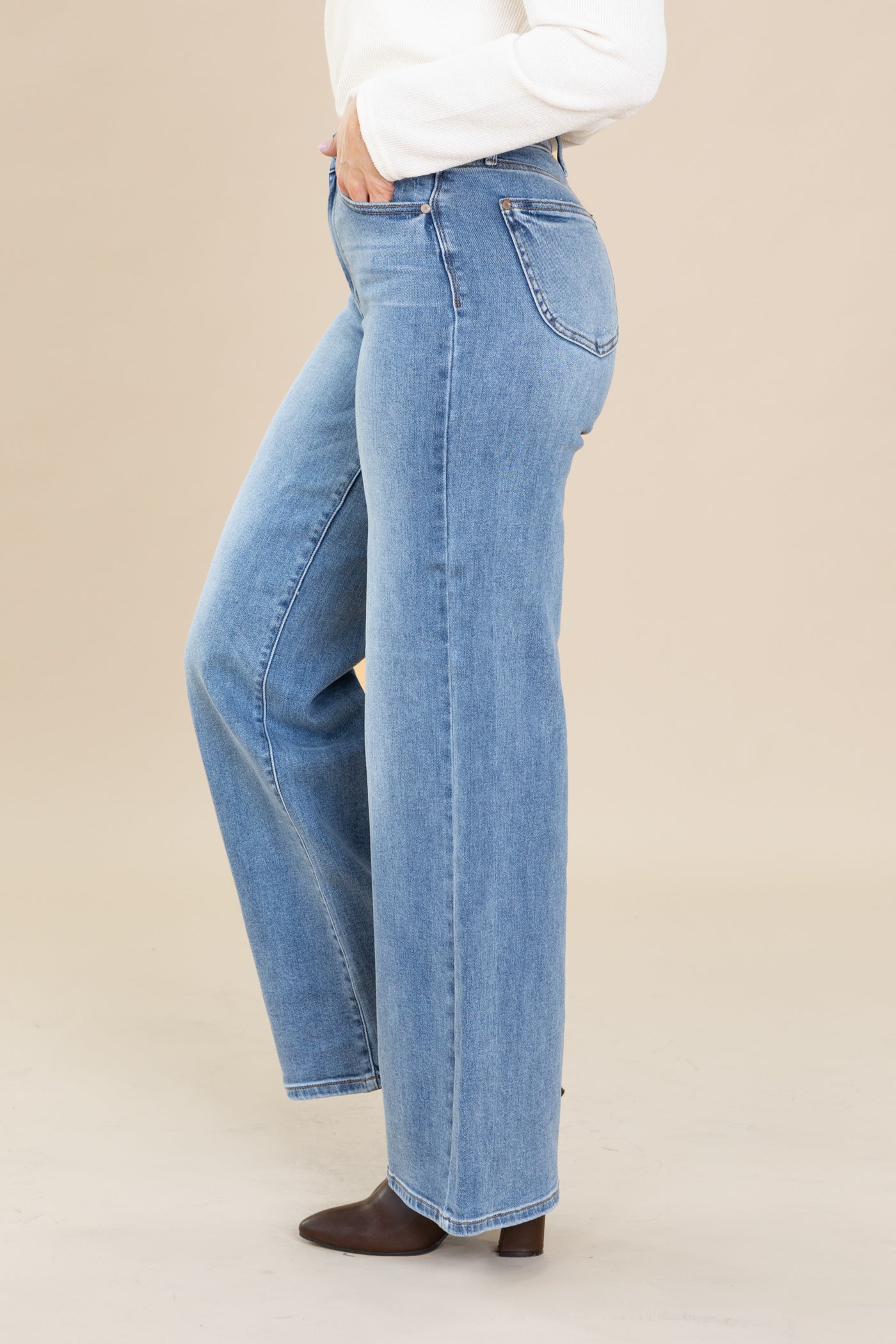 Judy Blue Retro Vintage Wash Wide Leg Jeans