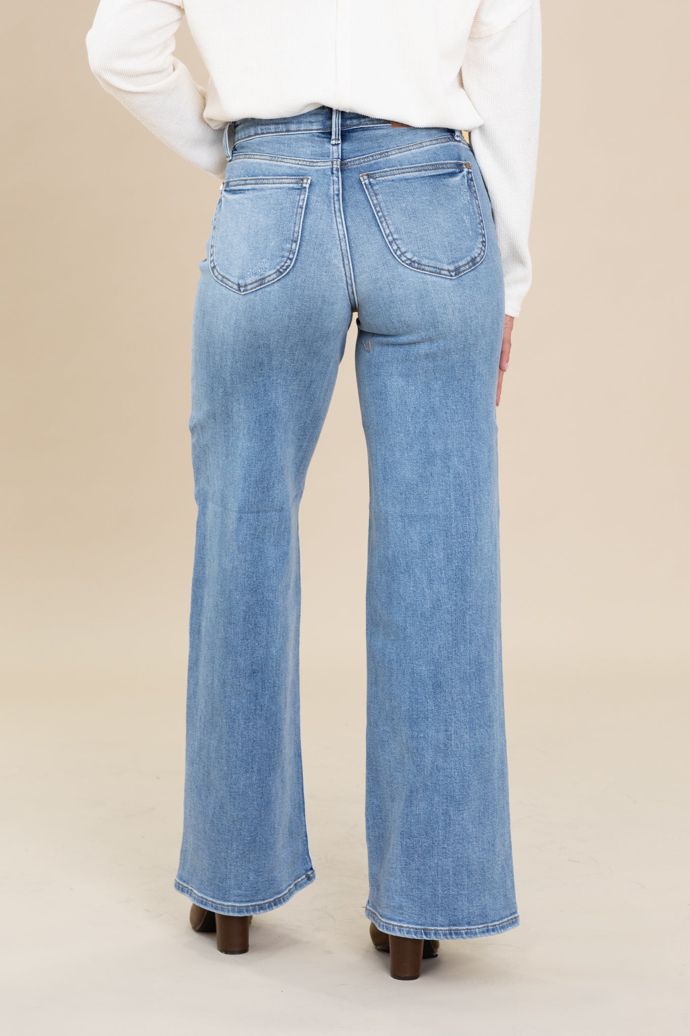 Judy Blue Retro Vintage Wash Wide Leg Jeans