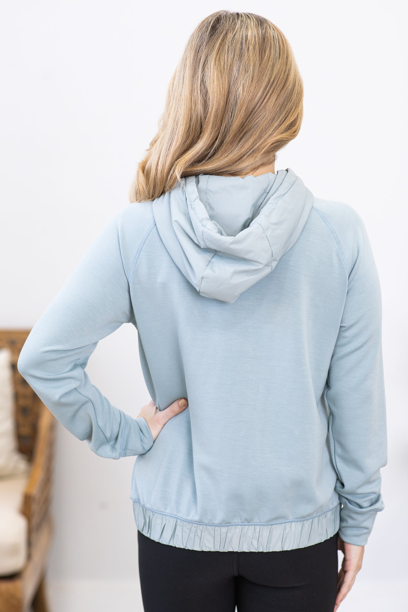 Light Slate Blue Modal Blend Pullover Hoodie