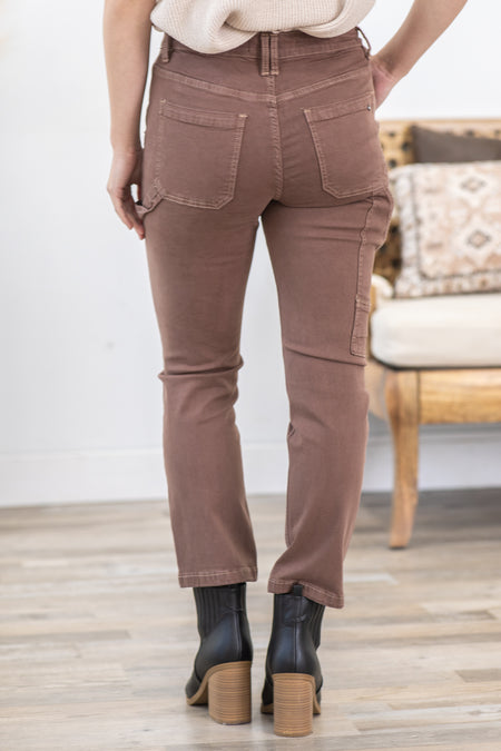 Mica Dark Mocha Utility Straight Crop Jean