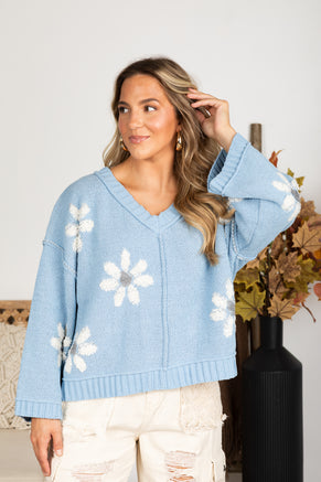 Flower Intarsia Chenille Sweater