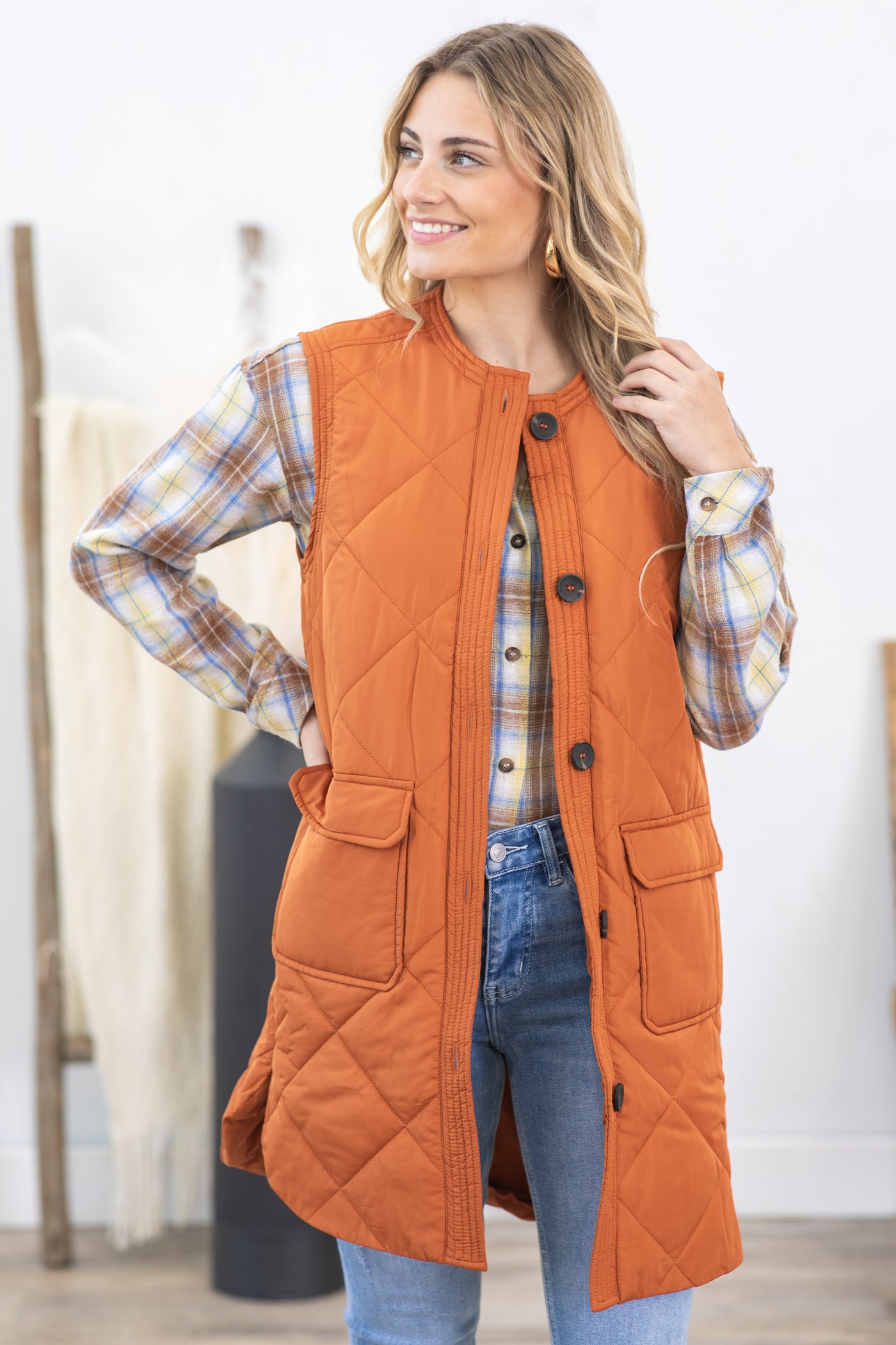 Quilted Long Vest