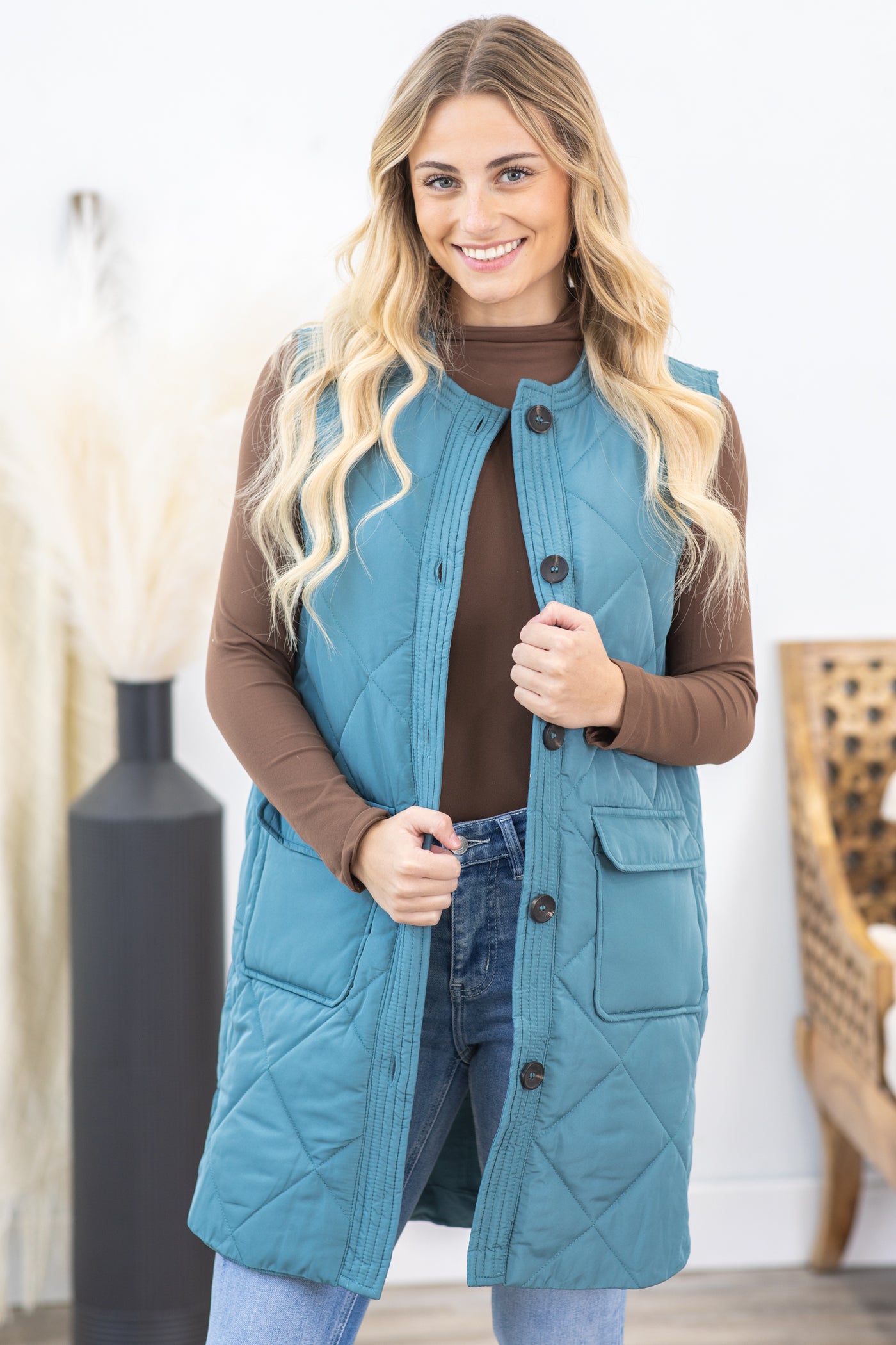 Quilted Long Vest