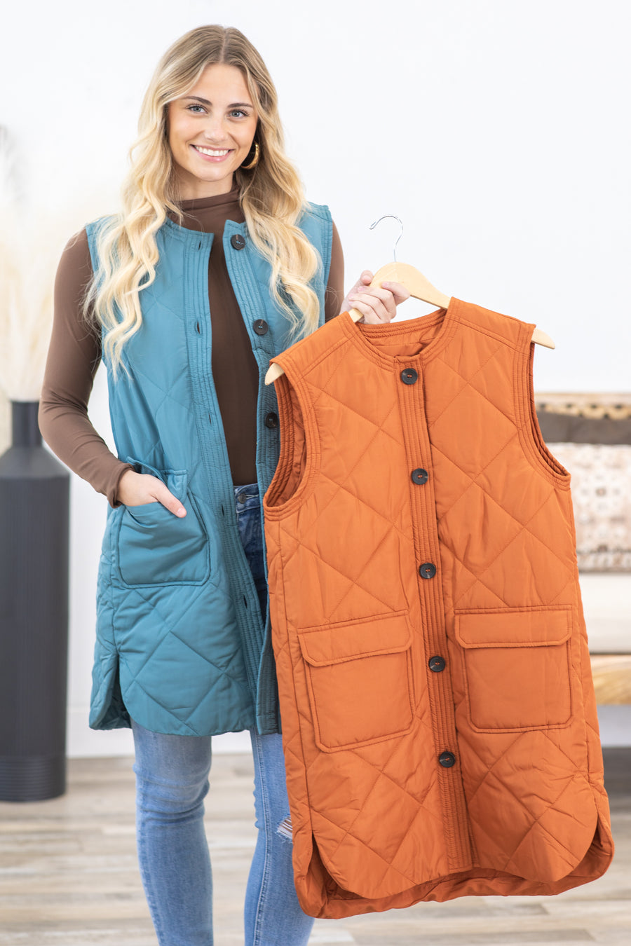 Quilted Long Vest