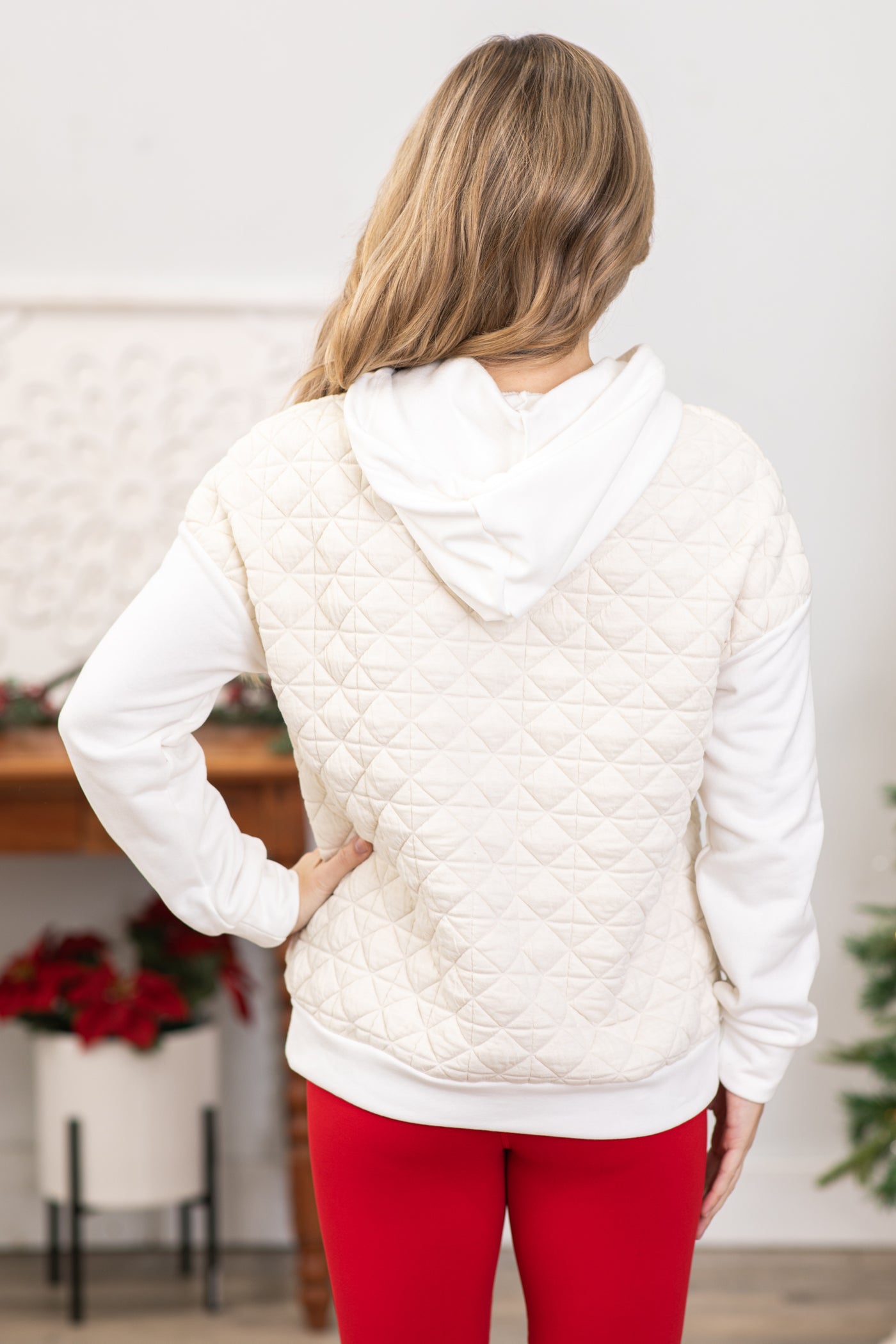 Off White Quilted Detail Sweatshirt