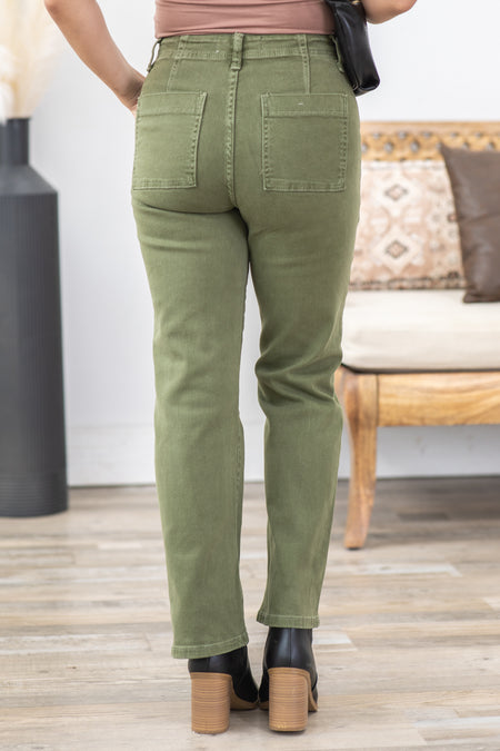 Risen Patch Pockets Ankle Flare Pants