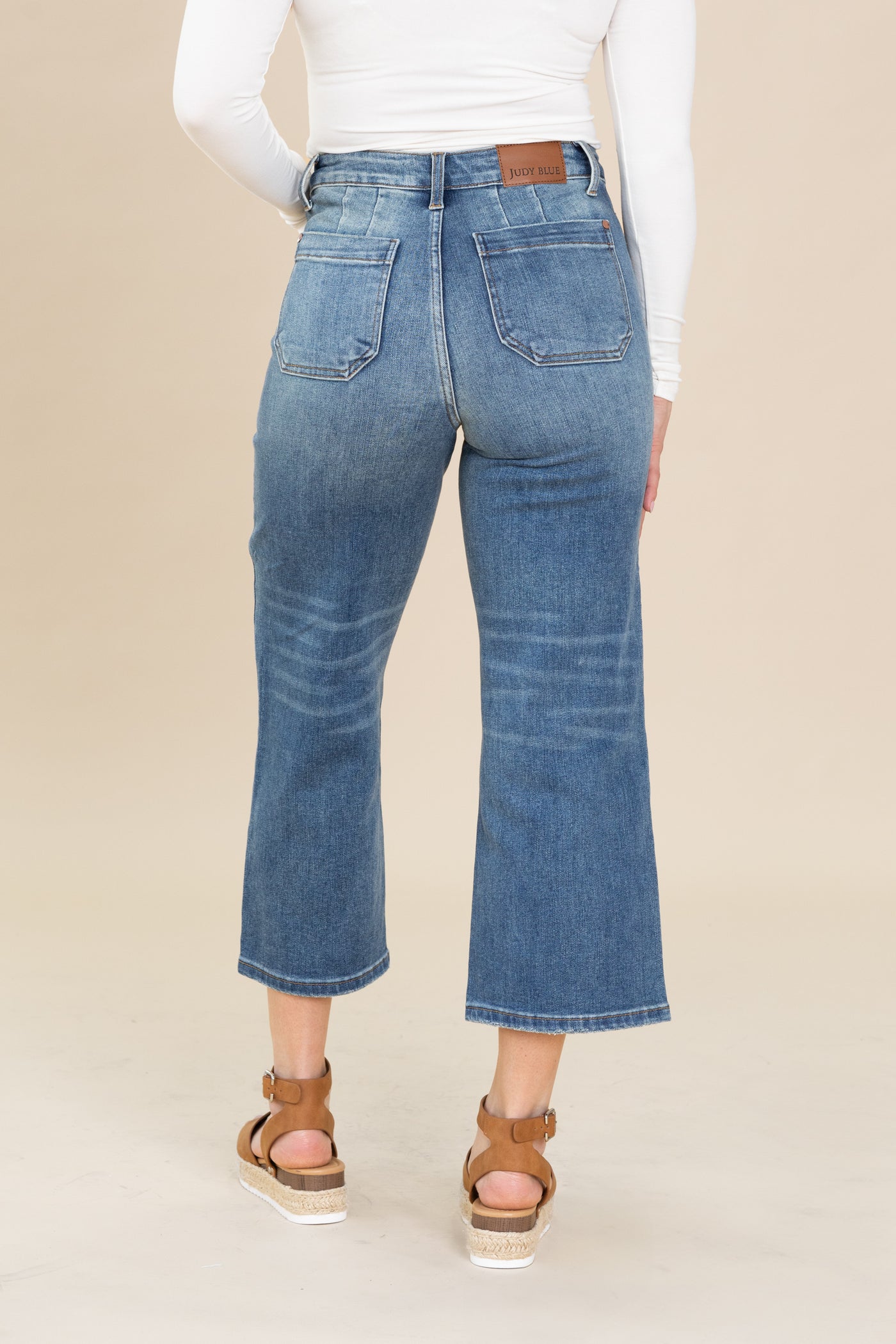 Judy Blue Utility Pockets Crop Wide Jeans