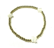 PRE-ORDER Stretch Bracelet With Three White Clovers shipping apx 2/19