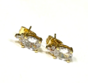 PRE-ORDER Oval Diamond Studs W/ Tiara Top Earrings shipping apx 2/19