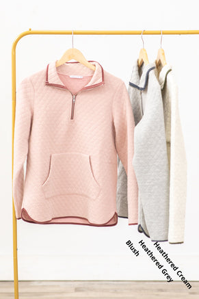 Quilted Half Zip-Up Pullover