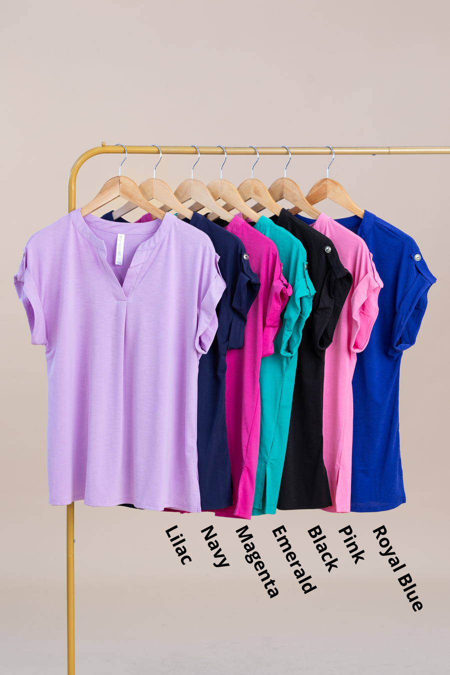 Wrinkle Free Folded Short Sleeve Knit Tops