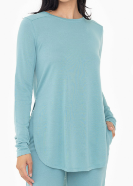 Long Sleeve Flow Top With Side Slits