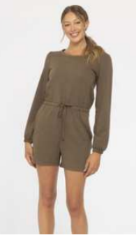 Long Sleeve Romper With Cinched Waist