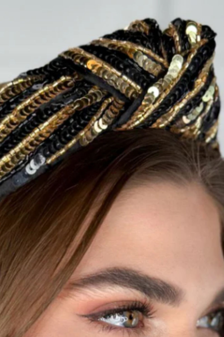 Black And Gold Sequin Headband