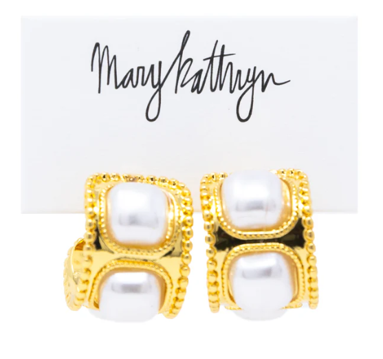 PRE-ORDER Aimee Gold Pearl Hoops shipping apx 2/19