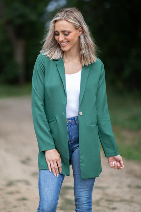 Hunter Green One Button Blazer - Filly Flair