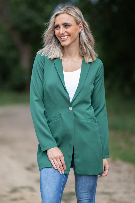 Hunter Green One Button Blazer - Filly Flair