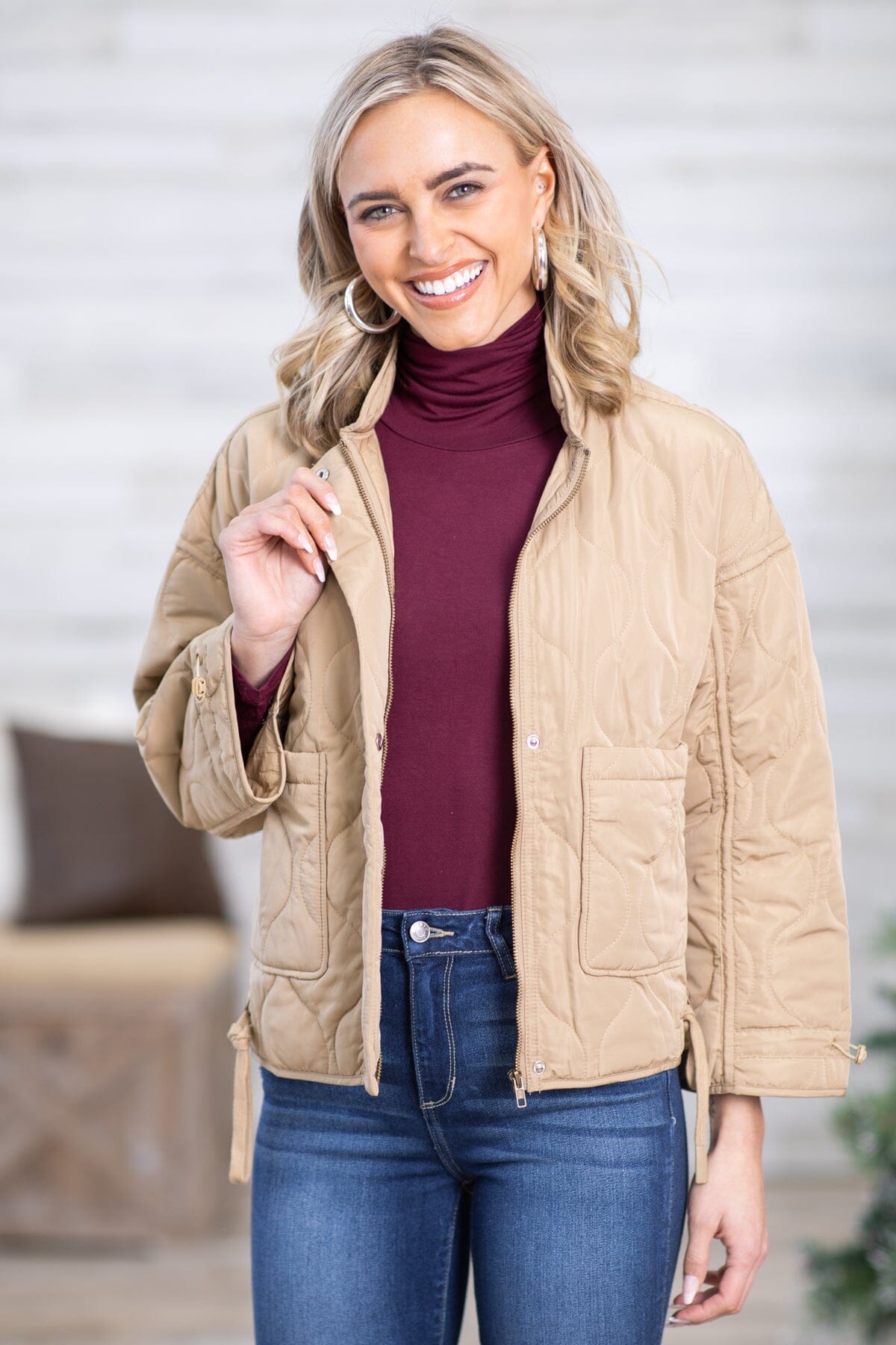 Tan on sale quilted jacket