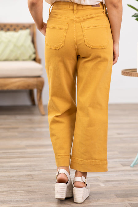 Judy Blue Mustard Cropped Wide Leg Pants - Filly Flair