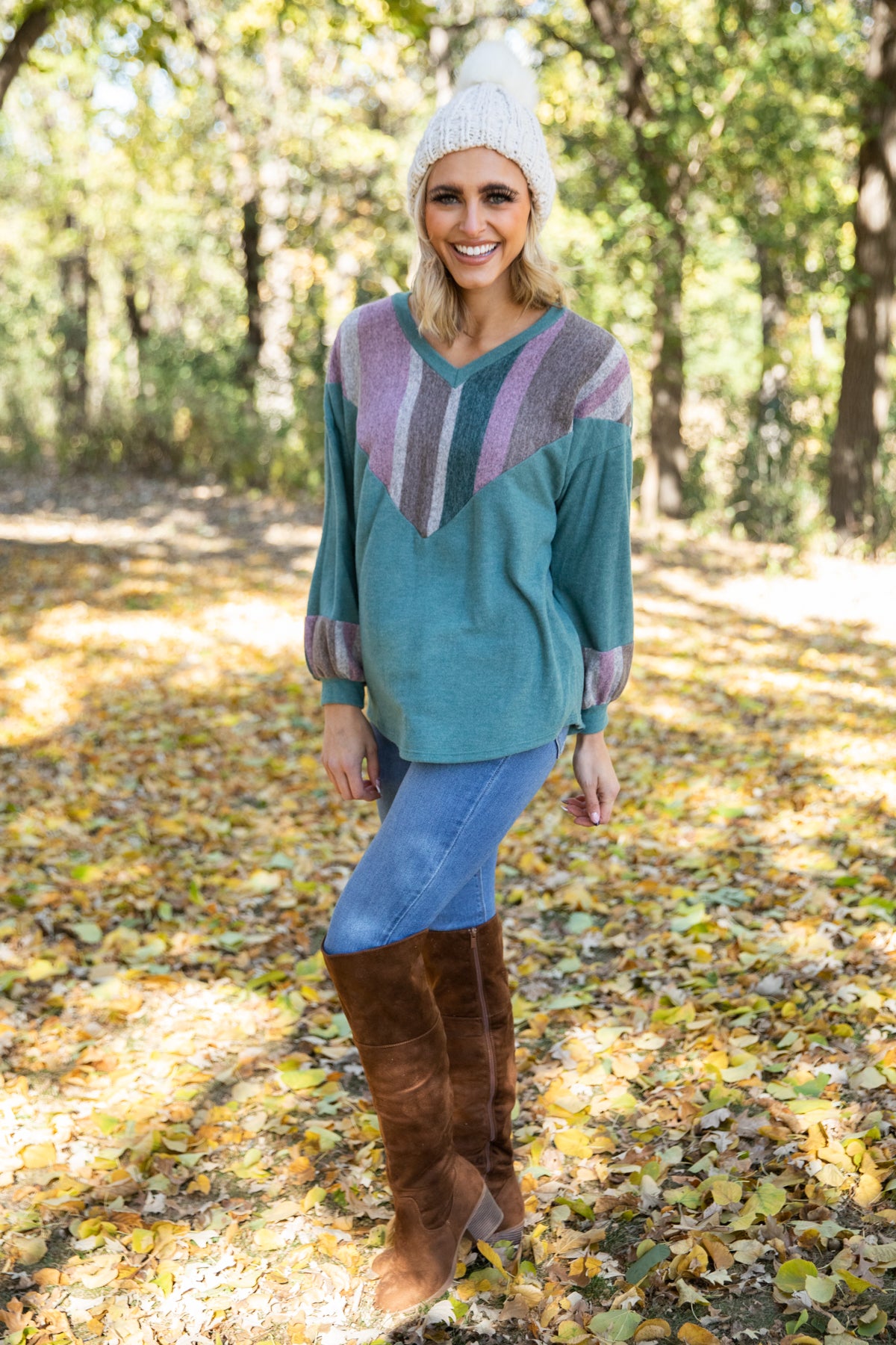 Emerald Green and Mauve Colorblock Chevron Top · Filly Flair