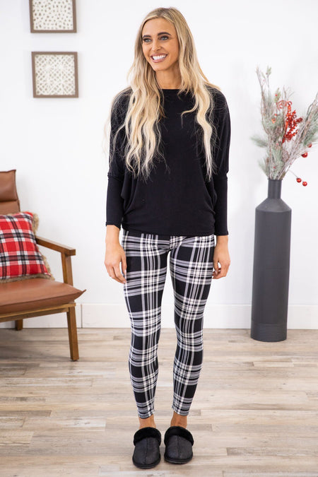 Black and White Plaid Leggings - Filly Flair