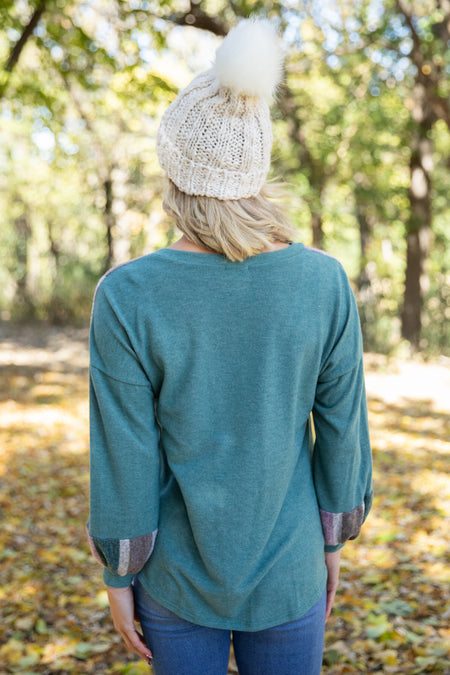 Emerald Green and Mauve Colorblock Chevron Top - Filly Flair