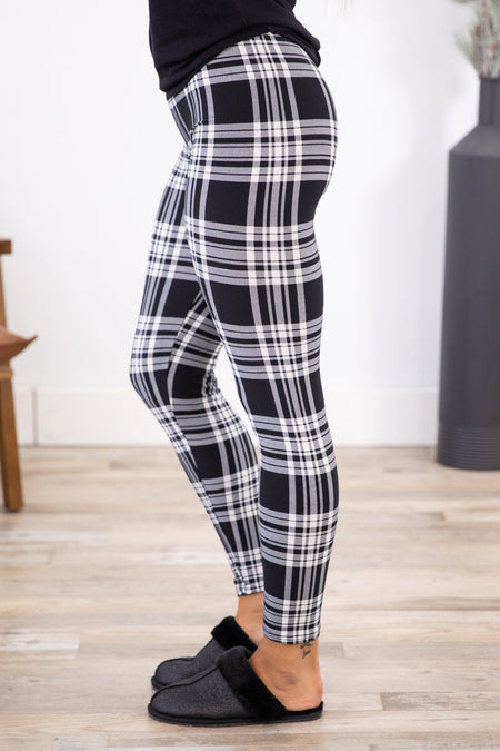 Black and White Plaid Leggings - Filly Flair