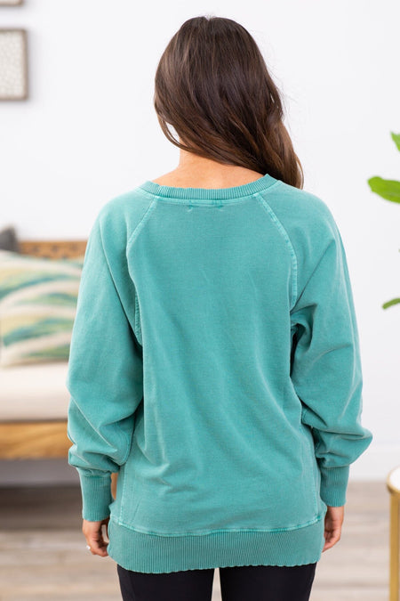 Mint Pigment Dyed Sweatshirt - Filly Flair