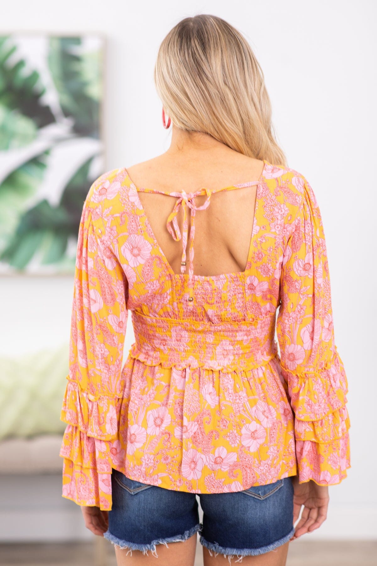 Orange and Pink Flower Top - Filly Flair